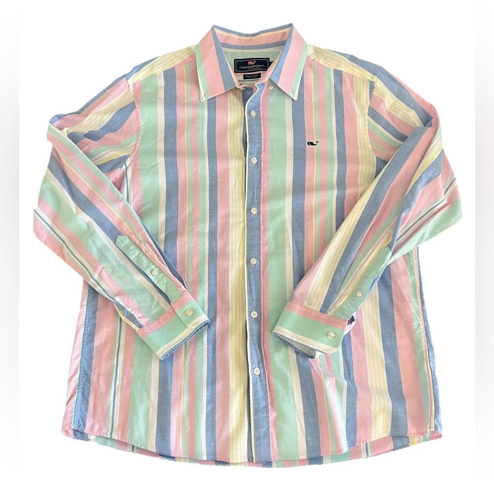 Vineyard Vines Size Large Striped Shirt Button Down Cotton